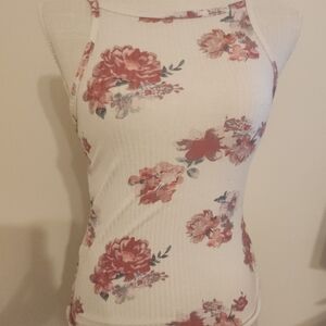 Wishful Park Cream, Pink And  Red Floral Tank Top
